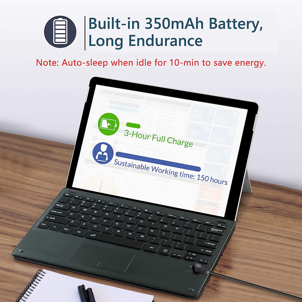 Bàn Phím bluetooth Cho microsoft surface go 2 3 4 pro 7 / 6 / 5 / 4 / 3 Có Màn Hình Cảm Ứng Và Pin Sạc