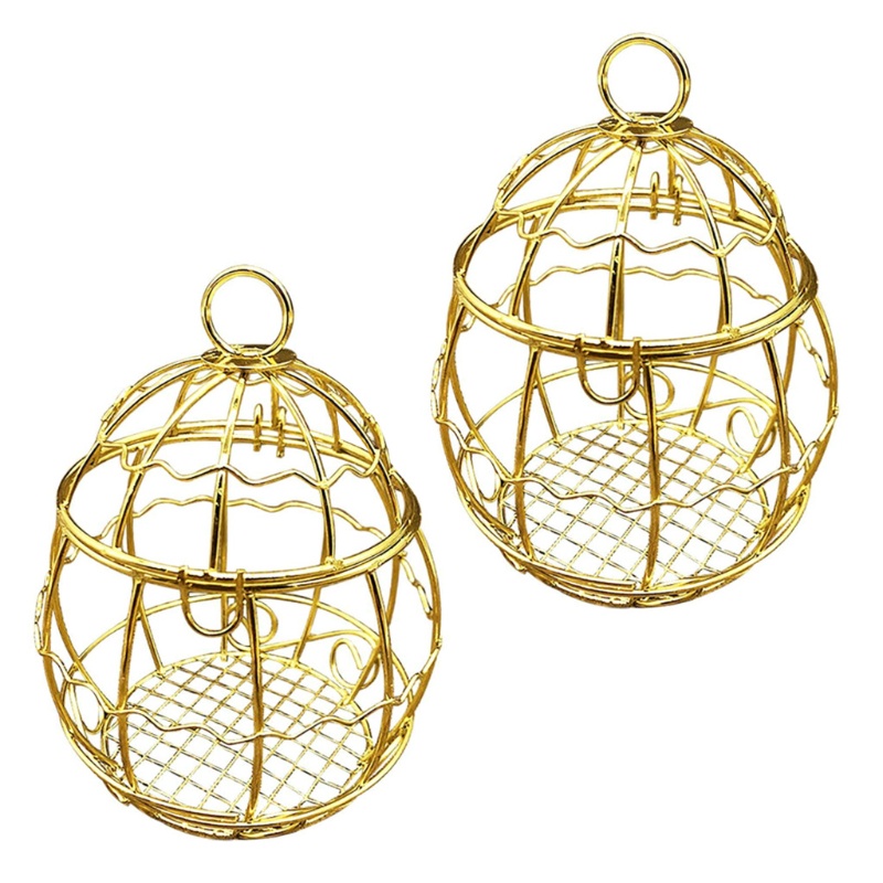 Lồng đựng thức ăn bằng kim loại có dây treo tiện dụng cho chim/ sóc