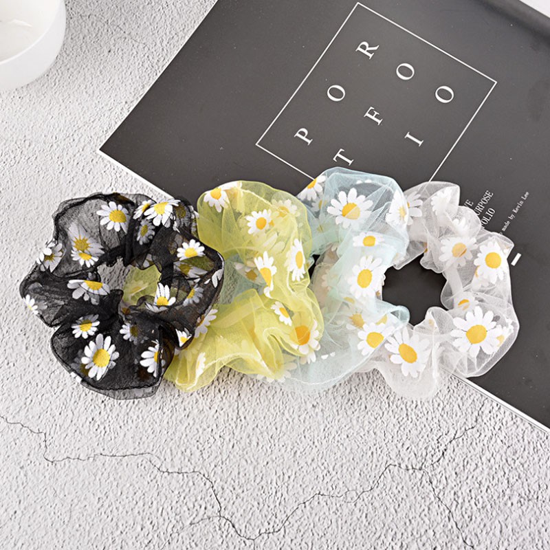 Hair ring hair accessories Korea cute girls Flower headband soft chiffon double layer silk lace fashion decoration hairpin headband Large rubber band