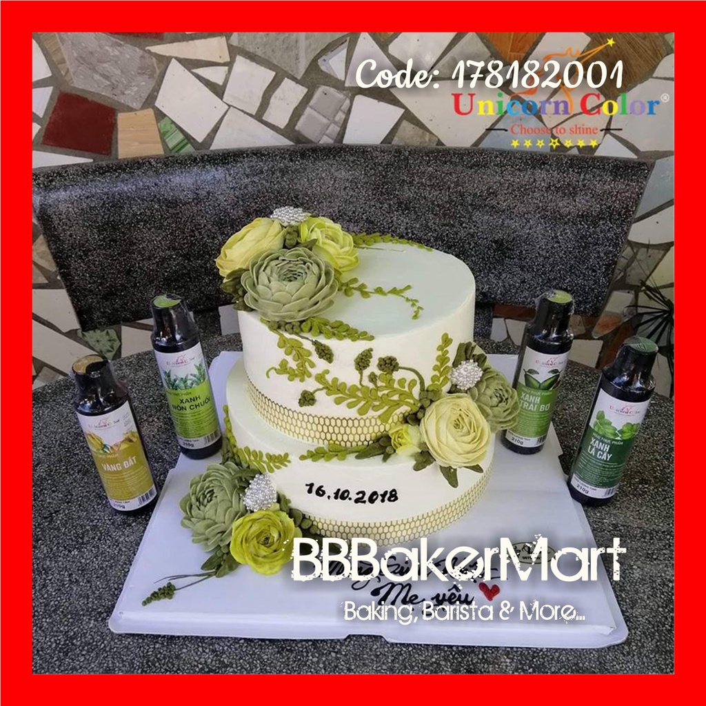 210GR - Màu nước thực phẩm làm bánh UNICORN COLOR - Màu XANH LÁ CÂY