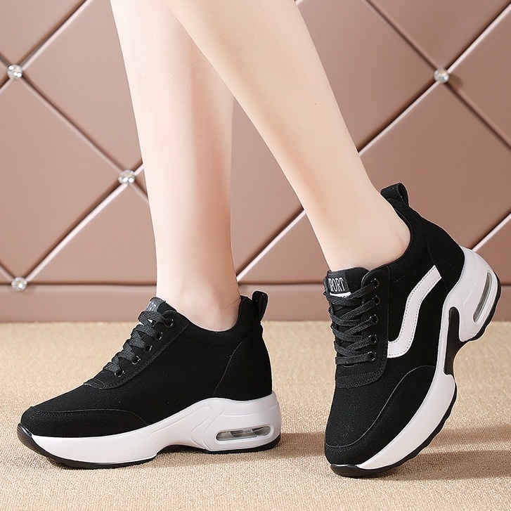 Giày sneaker tăng chiều cao phối màu tương phản thời trang thường ngày cho nữ