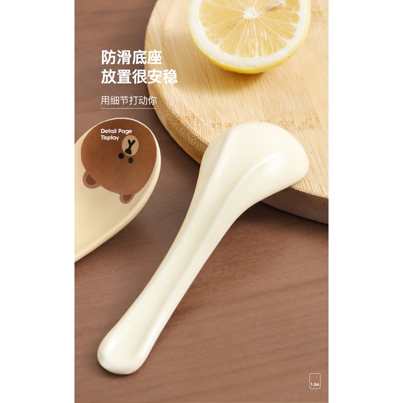 Thìa gốm sứ Line Friends chất lượng cao; thìa ăn súp, cơm siêu dễ thương
