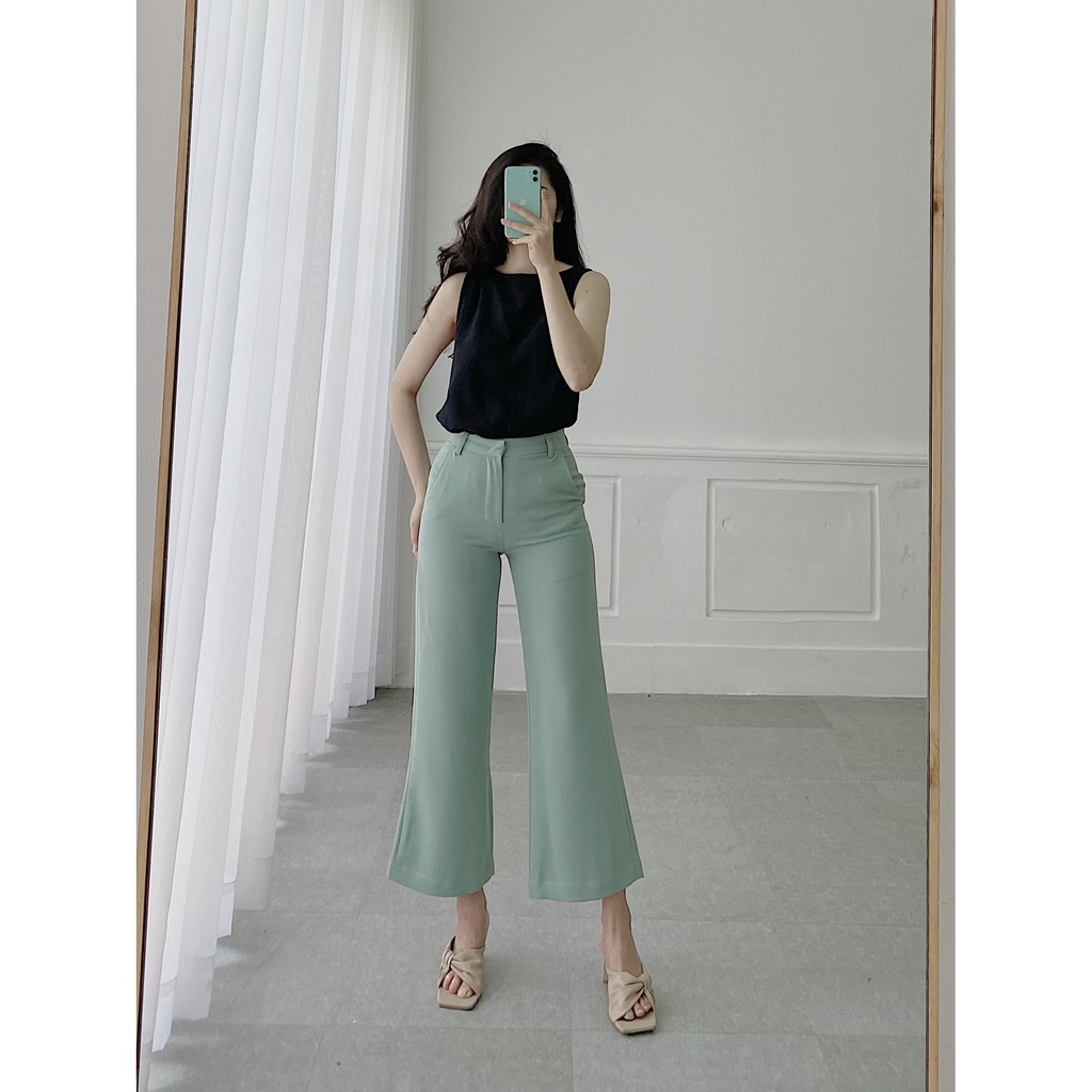 YU CHERRY | Quần nữ ống loe dáng suông Signature Pants YQ008