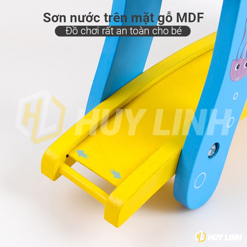 Bộ trò chơi Xe Cầu Trượt Tuột 4 Tầng Bằng Gỗ HL304 - Kèm 4 Xe Gỗ Mini