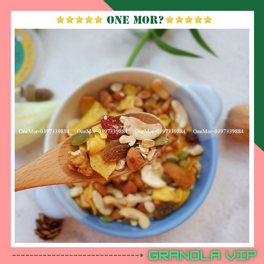 Granola nguyên vị ngũ cốc ăn kiêng cho người tập gym, bà bầu 250 gram | OneMor