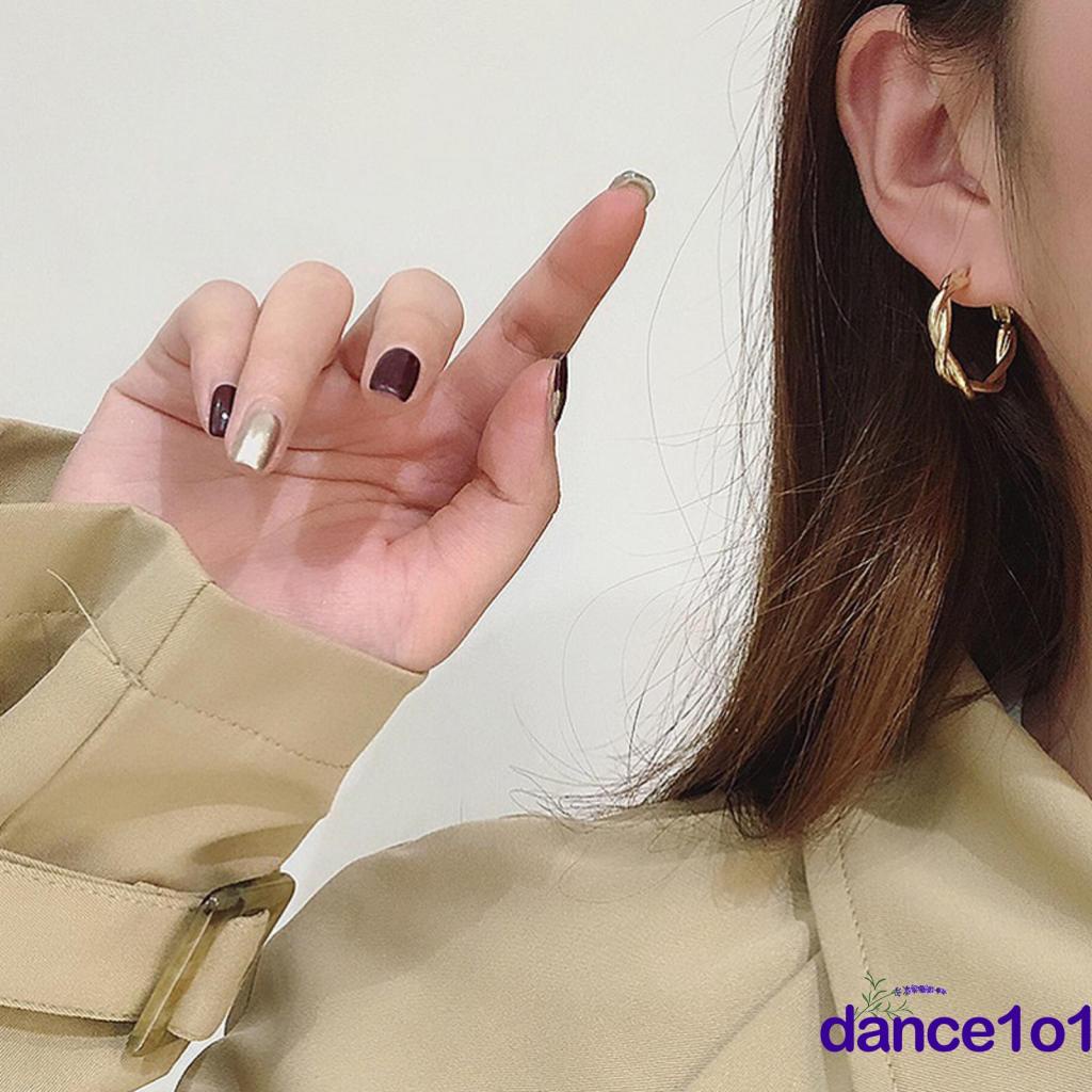 Bông tai màu trơn dạng xoắn hình tròn tinh tế cho nữ