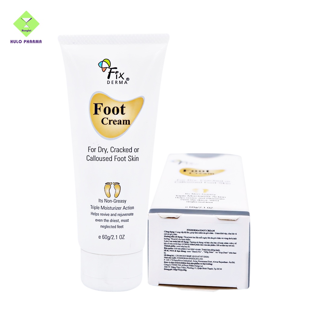Kem Nứt Gót Chân FIXDERMA Foot Cream Giúp Mềm Mịn Và Loại Bỏ Tình Trạng Nứt Nẻ Khô Ráp Chai Sần Da 60g