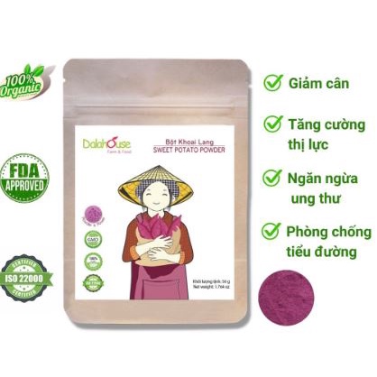 [CHÍNH HÃNG] - Bột khoai lang tím hữu cơ sấy lạnh Dalahouse 50g - Bé ăn dặm, tạo màu tự nhiên, làm bánh