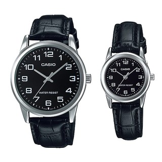 Đồng hồ đôi nam nữ dây da Casio Anh Khuê MTP LTP V001L-1B