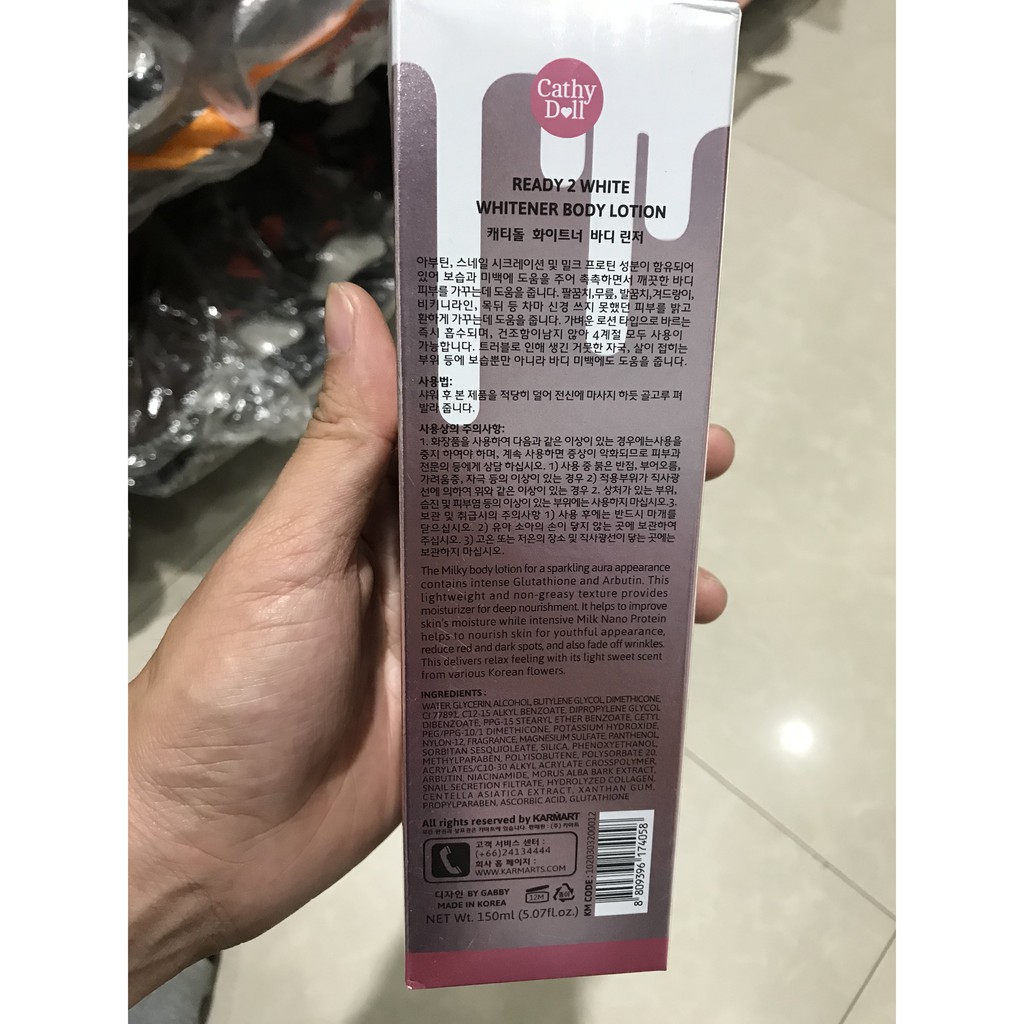 Dưỡng trắng da CATHY DOLL Ready 2 White Body Lotion 150ml - Thái Lan