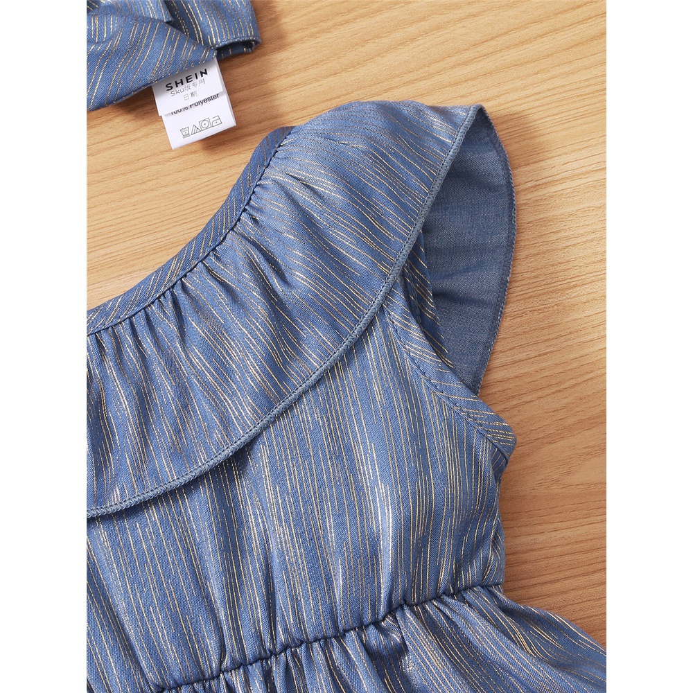 Đầm chữ A MIKRDOO tay cánh sen kèm băng đô thời trang mùa hè cho bé gái