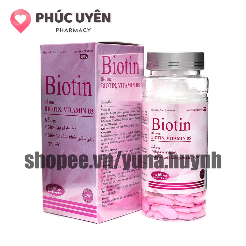 Viên uống mọc tóc  BIOTIN  giúp giảm rụng tóc, bảo vệ da, chắc móng – Hộp 60 viên