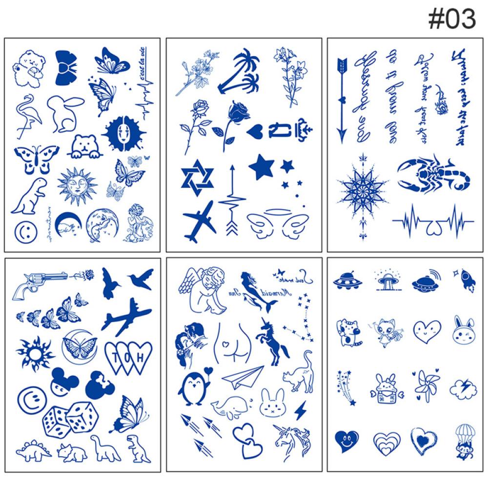 Bộ 6 Hình Xăm Dán Trang Trí Nghệ Thuật Chống Thấm Nước Lâu Trôi Dễ Thương A8G7