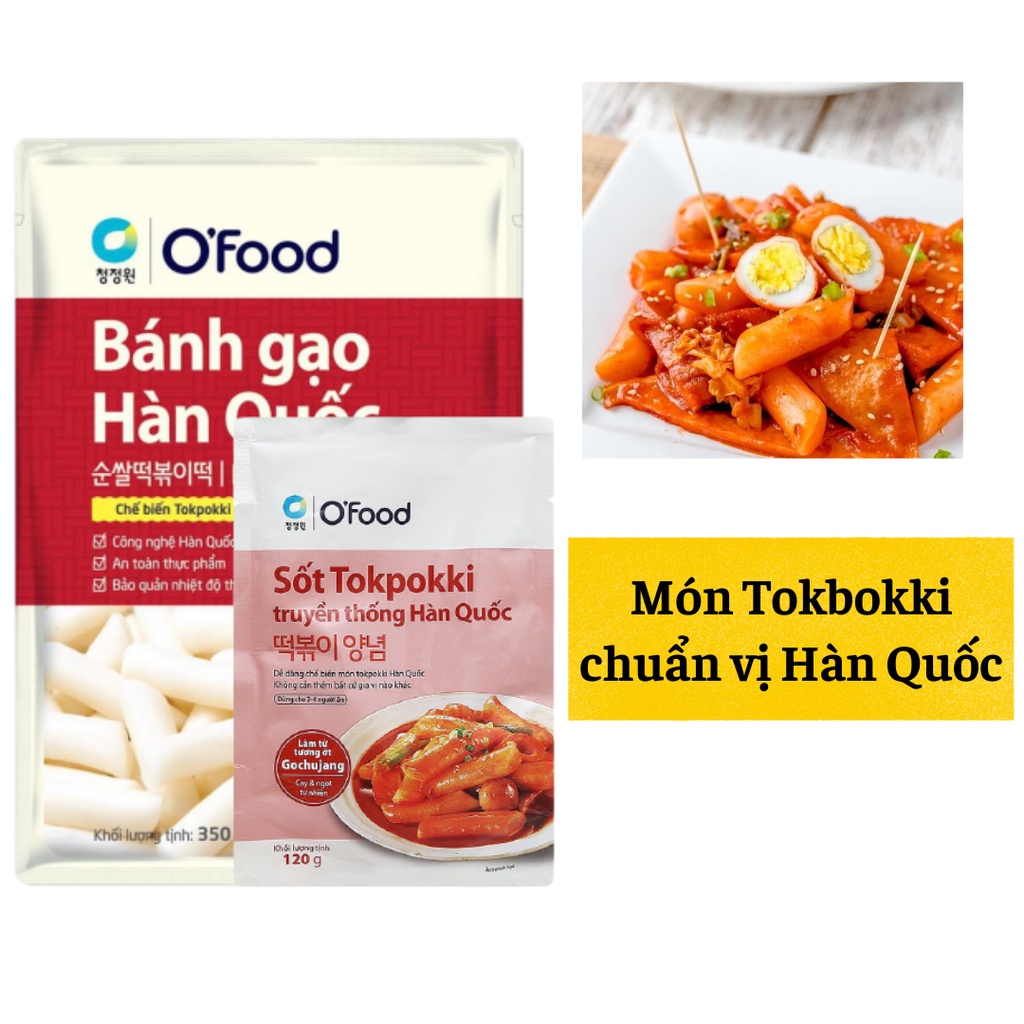 [KÈM SỐT NẤU] COMBO nấu Tokbokki Hàn Quốc bao gồm 350G bánh gạo và gói sốt vị cay 120G, dành cho 3 người ăn