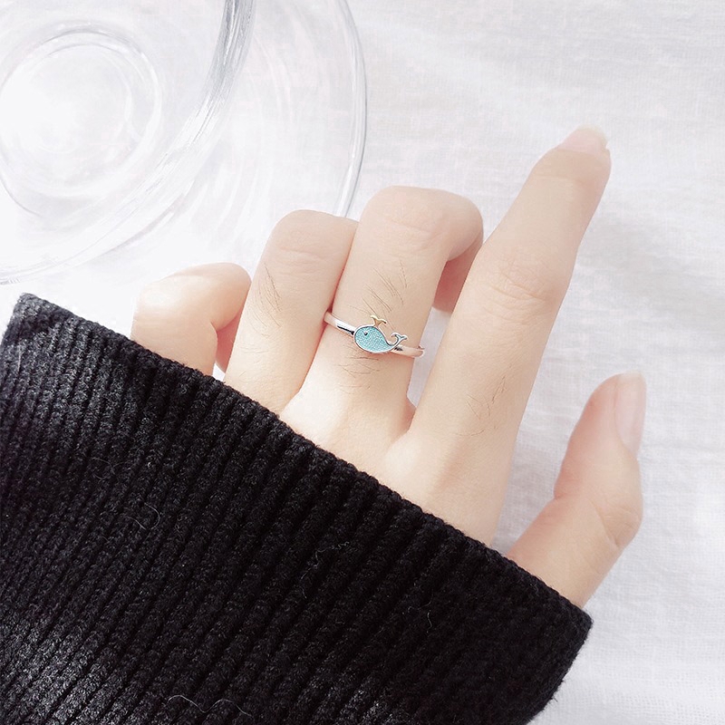 Exquisite Nhẫn nữ hình chú cá heo nhỏ dễ thương và xinh xắn
