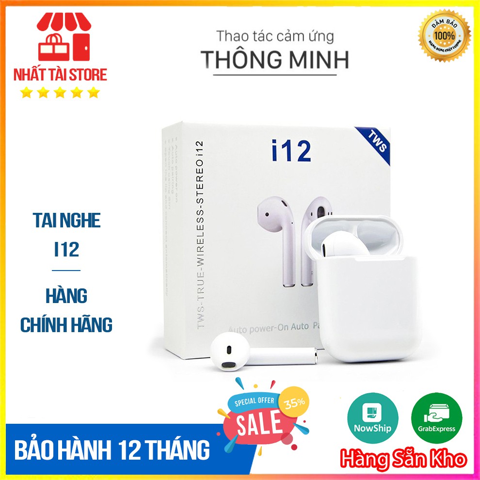 [Giá Hủy Diệt - Bảo hành 1 đổi 1] Tai Nghe i12 TWS Bluetooth 5.0 | Cảm ứng chạm | Mở nắp kết nối cho IOS & Android