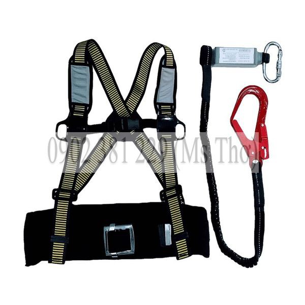 Dây an toàn bán thân Kukje Hàn Quốc 1 móc nhôm giảm sốc (đệm vai - đệm bụng)