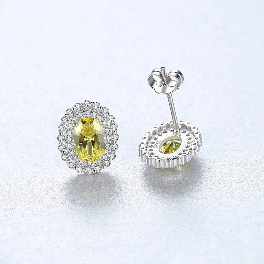 Bông Tai Bạc Nữ Hình Tròn Đính Đá Cao Cấp B2373- Bảo Ngọc Jewelry
