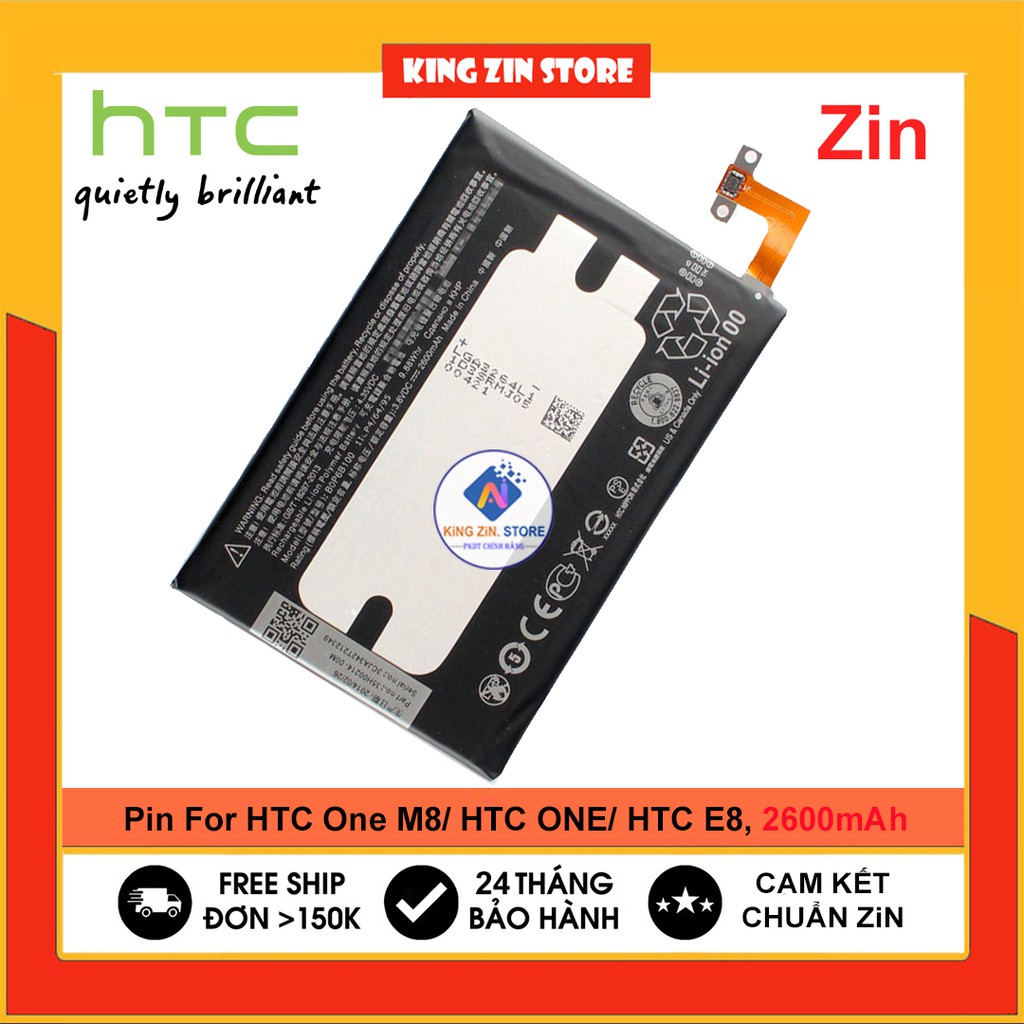Pin HTC One M8/ HTC ONE/ HTC E8 (BOPGE100) dung lượng 2600mAh - Chính Hãng 100%