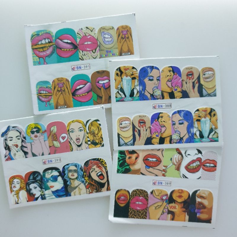 decal dán móng trang trí hình đôi môi quyến rũ