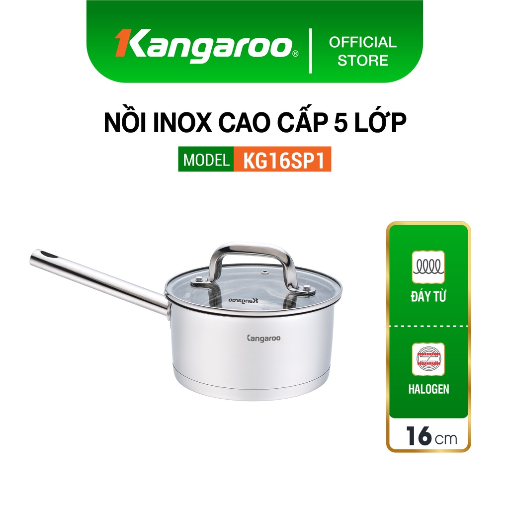 [Mã ELHADEV giảm 4% đơn 300K] Nồi inox cao cấp 16cm 5 lớp Kangaroo KG16SP1