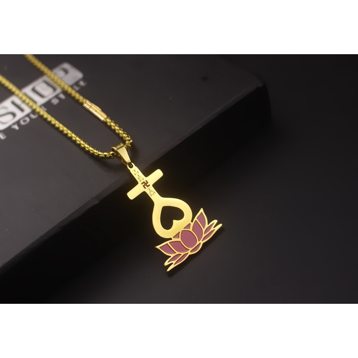 Dây chuyền thiên tâm cao cấp khóa vip đế sen hồng đem lại bình an, may mắn cho người đeo (1 bộ dây + mặt)