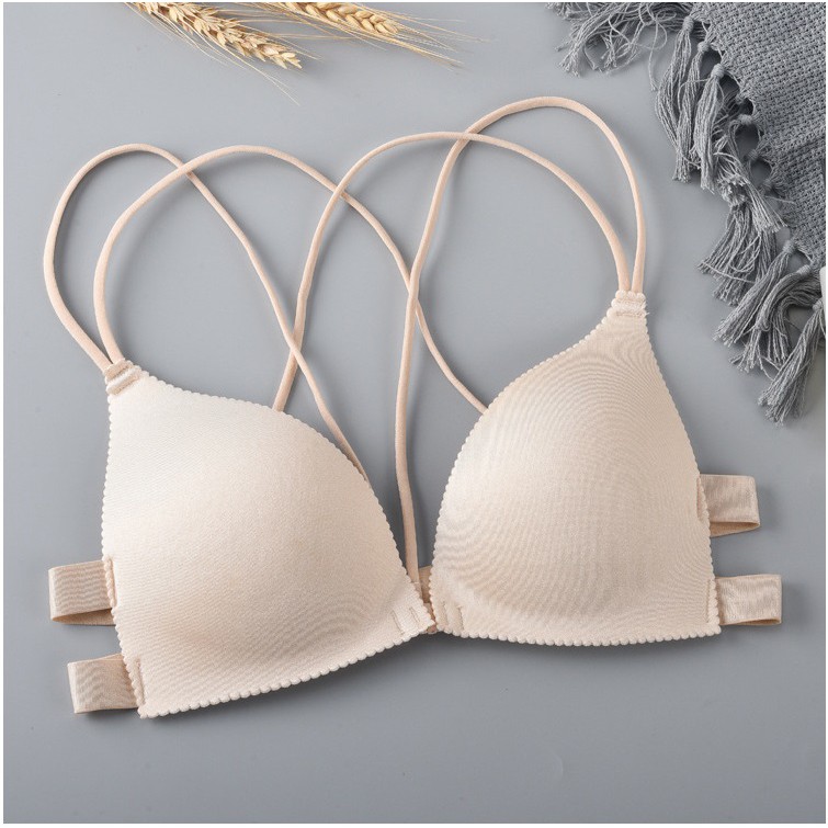 Áo ngực không gọng dây đôi push-up khoá cài trước cho nữ