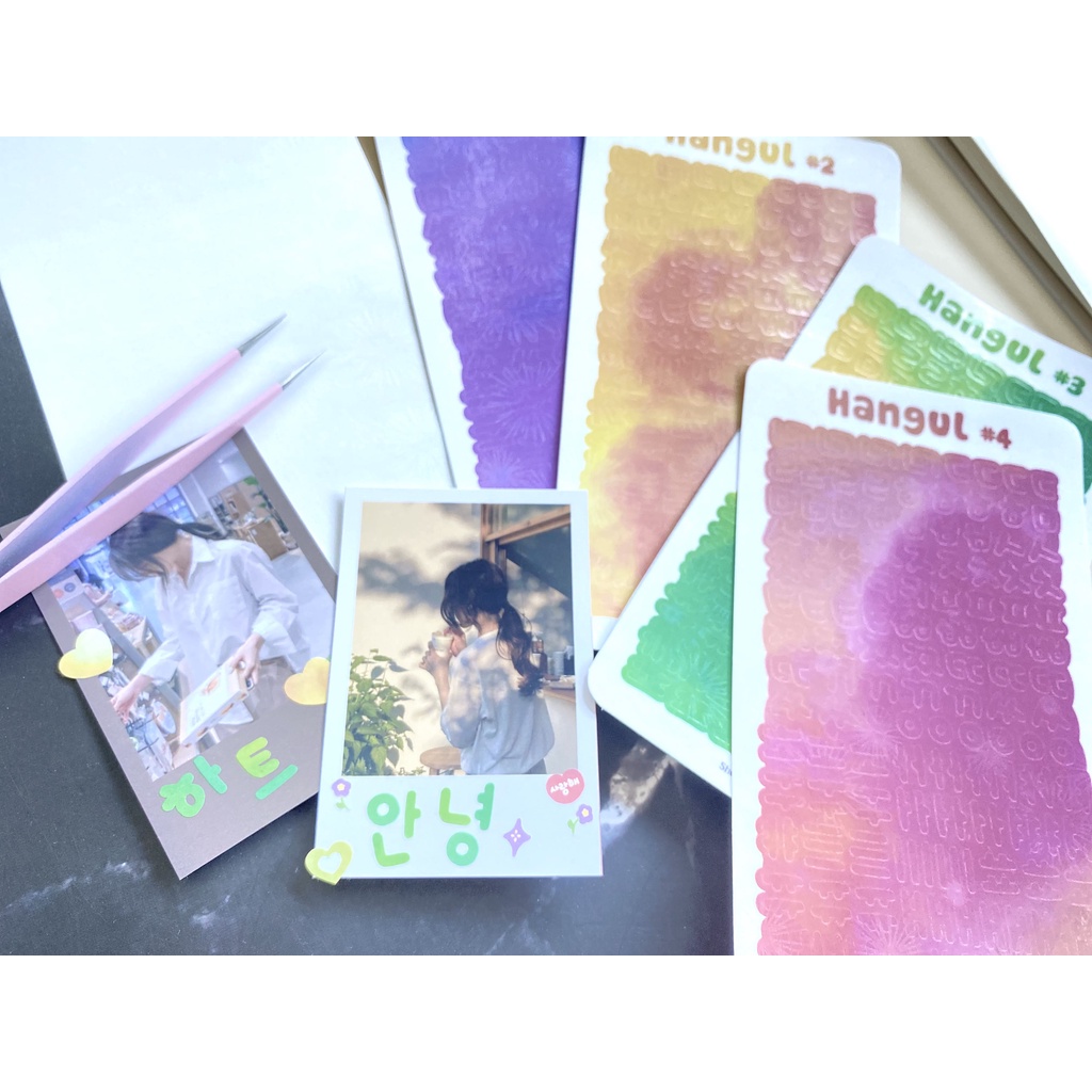 Sticker decal ký tự tiếng Hàn cán hologram Hangul #01 _ #hana.land