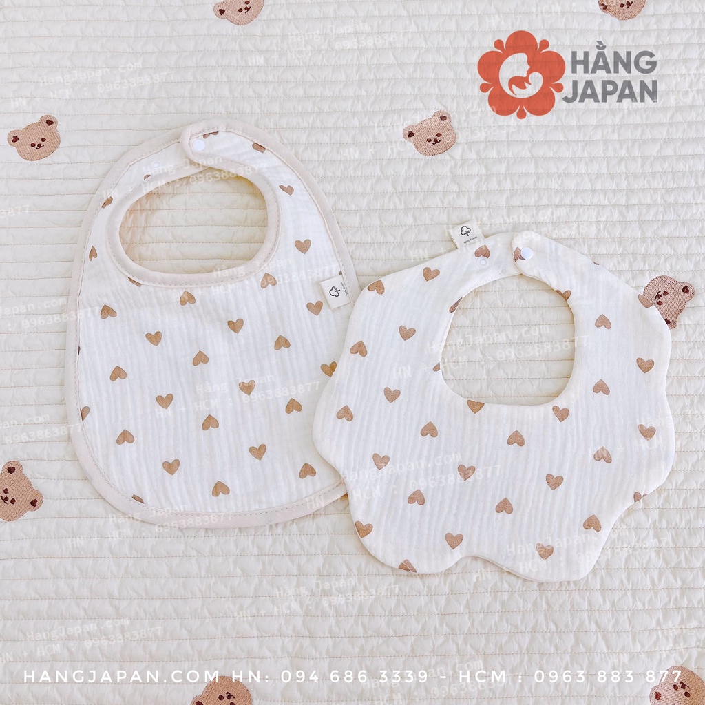 Set 2 chiếc yếm xô muslin vuông - tròn cao cấp xuất hàn cho bé