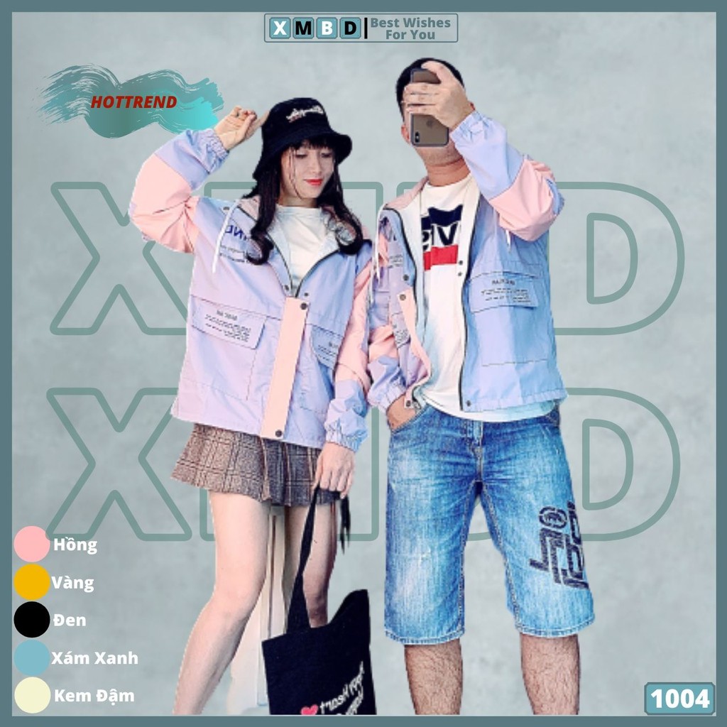 Áo Khoác Jackets Mới Kaki 2 Lớp Phối Màu in WIND XANH GHI - AK1004