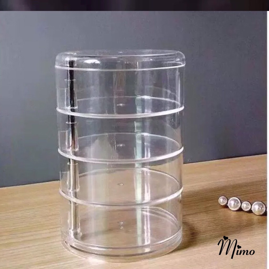 Hộp trong suốt để bàn cao cấp 2 lớp dùng đựng trang sức, đồ cá nhân, dụng cụ trang điểm nhiều tầng xoay độc đáo