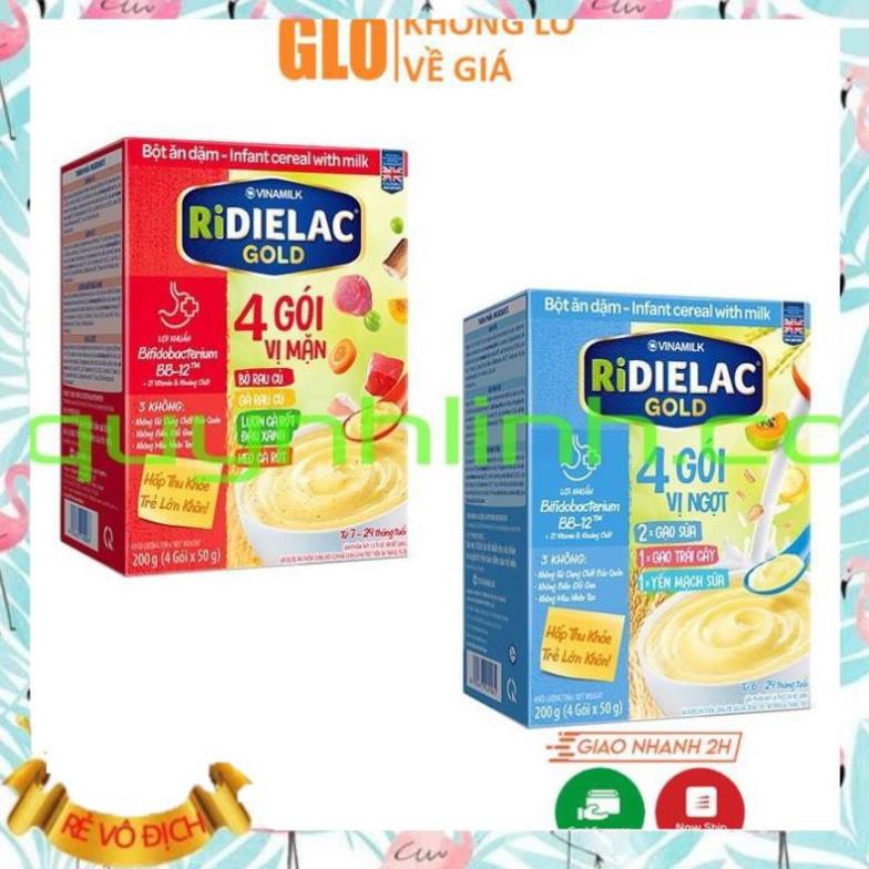 (Giá sỉ)  Bột ăn dặm RIDIELAC GOLD 4 Vị Mặn / Ngọt 200g  - M103