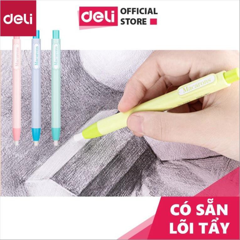 Tẩy chì dạng bút bấm Deli nhiều màu Hồng/ Xanh dương/ Xanh ngọc/ Vàng chanh - 71052 [Deli]