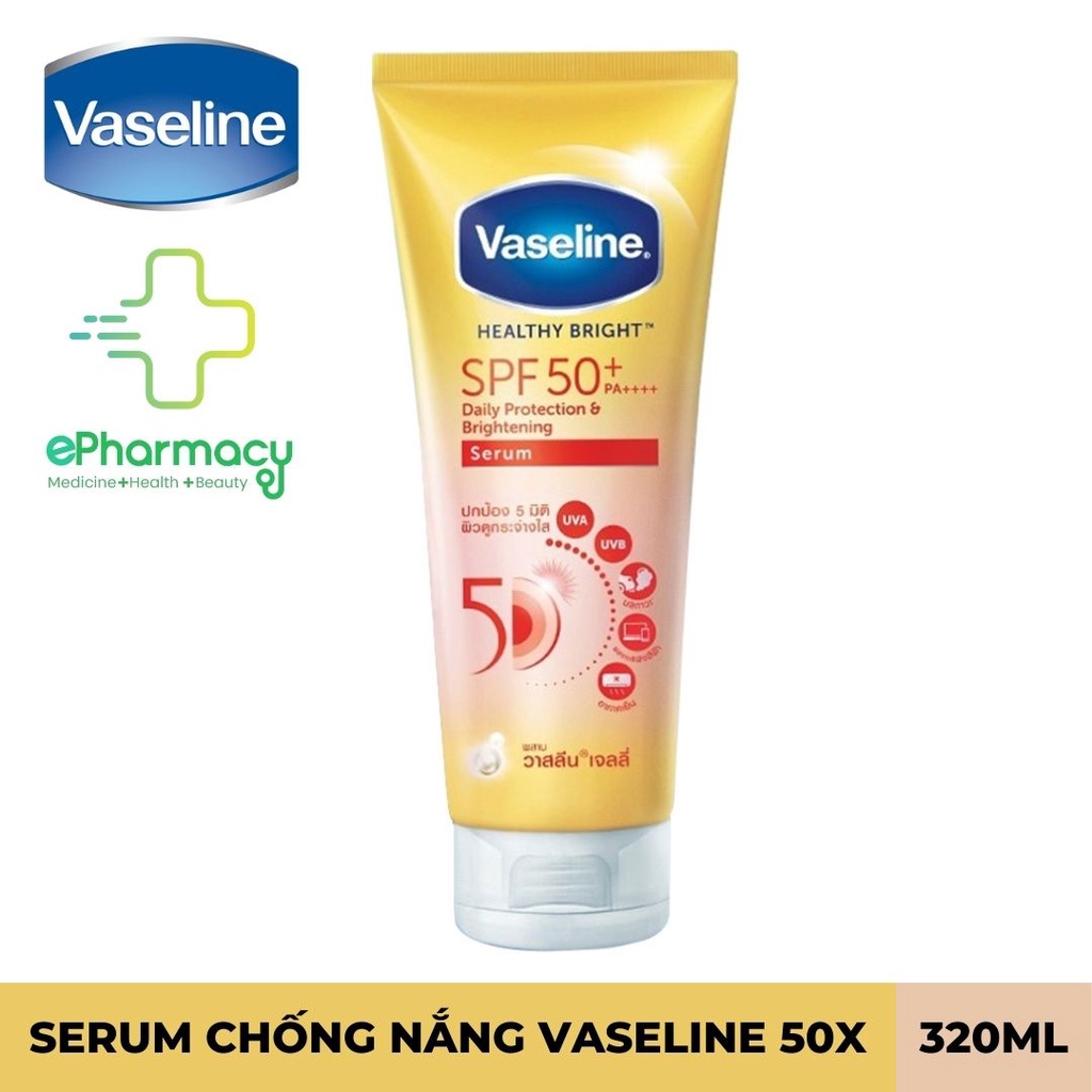 Serum chống nắng VASELINE 50X [320ml] - Tinh chất dưỡng thể Vaseline SPF 50+