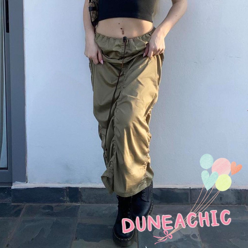 Chân váy dài DUNEA dáng rộng xếp ly thời trang đơn giản cho nữ