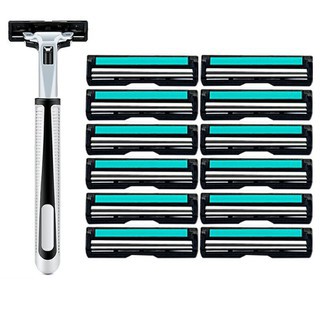 Set dao cạo râu + 12 lưỡi dao kép thay thế cạo lông chân cho nữ