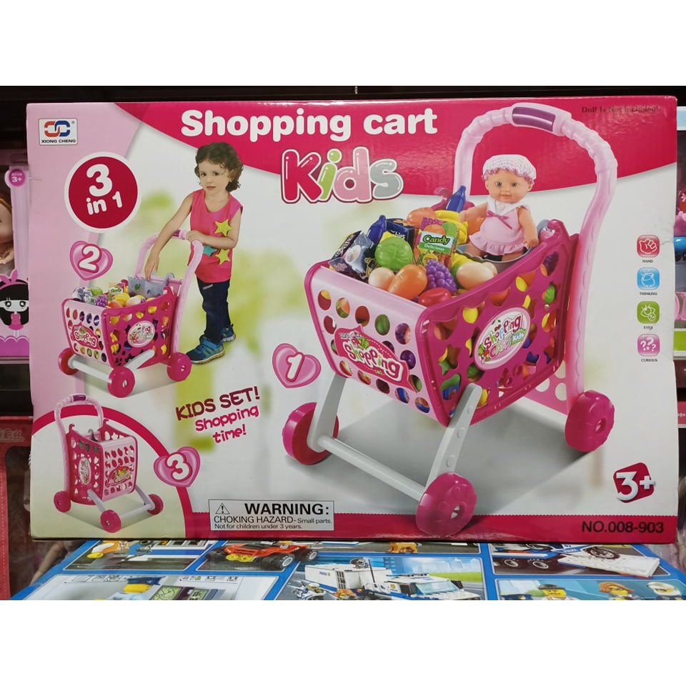 XIONG CHENG 008-903 Shopping Cart Kids 3in1 - Bộ đồ chơi xe đẩy siêu thị, lắp được thành 3 kiểu xe đẩy khác nhau