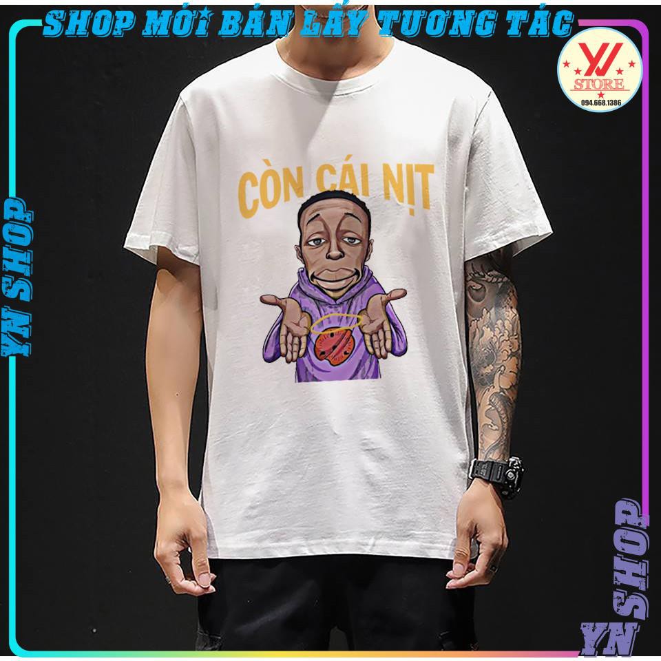 Áo thun tay lỡ CÒN CÁI NỊT , áo phông hot trend nam nữ unisex form rộng anh da đen &quot;khaby.lame&quot; ,YNSHOP