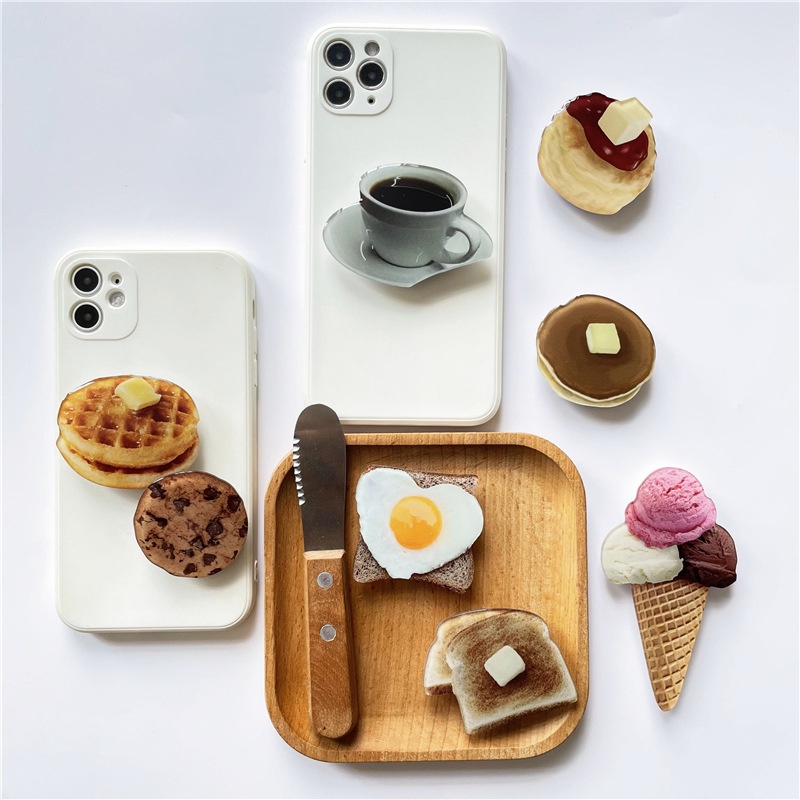 Giá đỡ dán ốp điện thoại popsocket mika acrylic M113125 họa tiết hoa bánh trà chiều chill chill