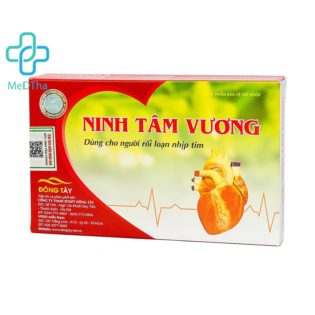 Ninh Tâm Vương - Hỗ trợ Ổn định nhịp tim, Giảm Hồi Hộp, Khó Thở, Phòng ngừa Suy tim do Loạn Nhịp (Hộp 30v) [Chính hãng]
