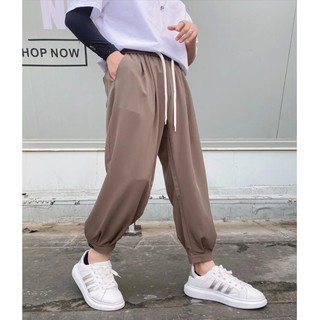 quần baggy harem nam vải hàn cao cấp lưng thun bo gấu mát mẻ