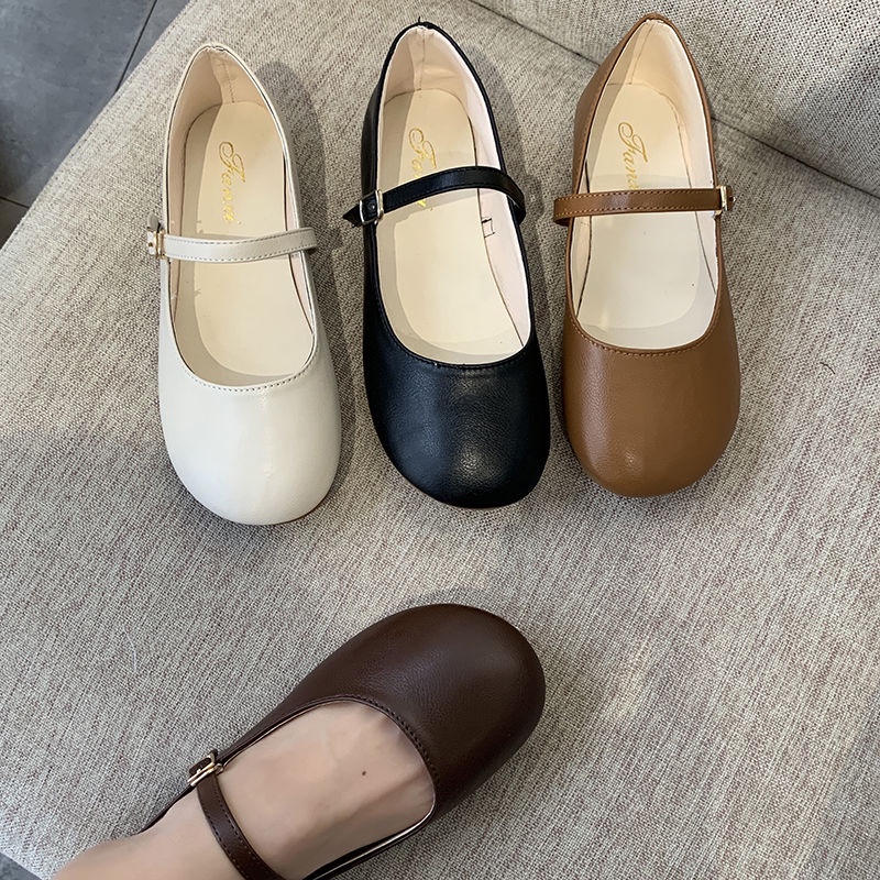 Giày búp bê nữ ulzzang cài quai mũi tròn Hàn Quốc