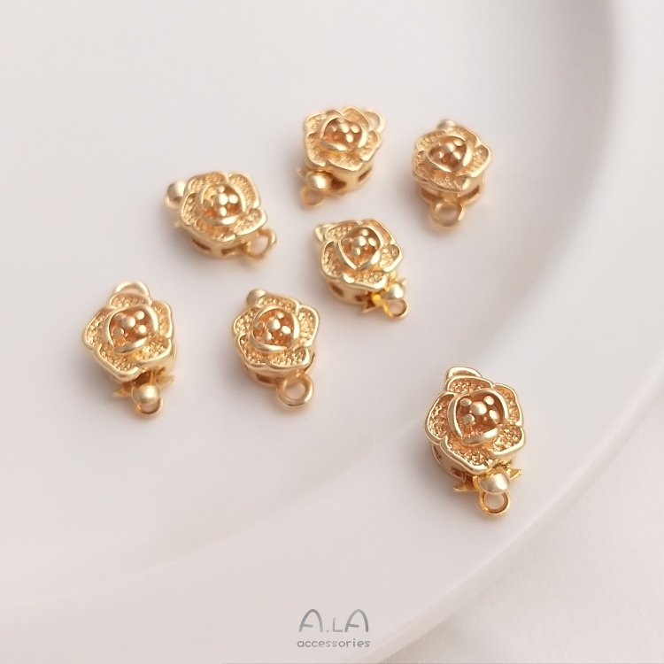 💖Đồ trang sức DIY💖Dây Chuyền Mạ Vàng 14K Đính Ngọc Trai Sang Trọng【Khóa kết nối/ cái nút】