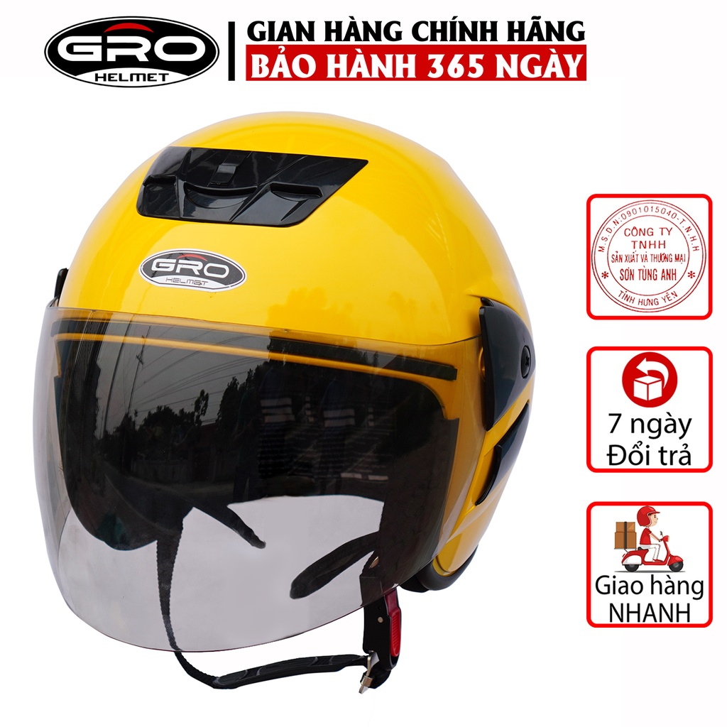 Mũ Bảo Hiểm 3 4 đầu GRO Helmet V2 có kính dài