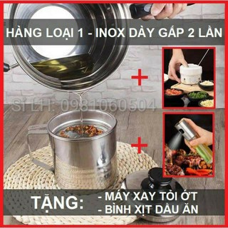 Bình Lọc Dầu Ăn 1,5L INOX 304. Lọc dầu ăn xả bỏ cặn, Ca lọc dầu ăn, Bình đựng dầu, hũ chứa đựng dầu mỡ lọc cặn dầu chiên