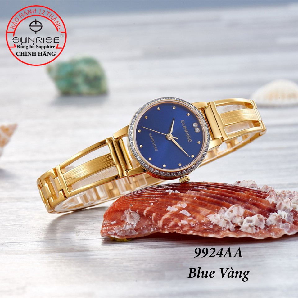 Đồng hồ nữ lắc tay Sunrise 9924AA đính đá thời trang Sapphire chống xước - Fullbox ch