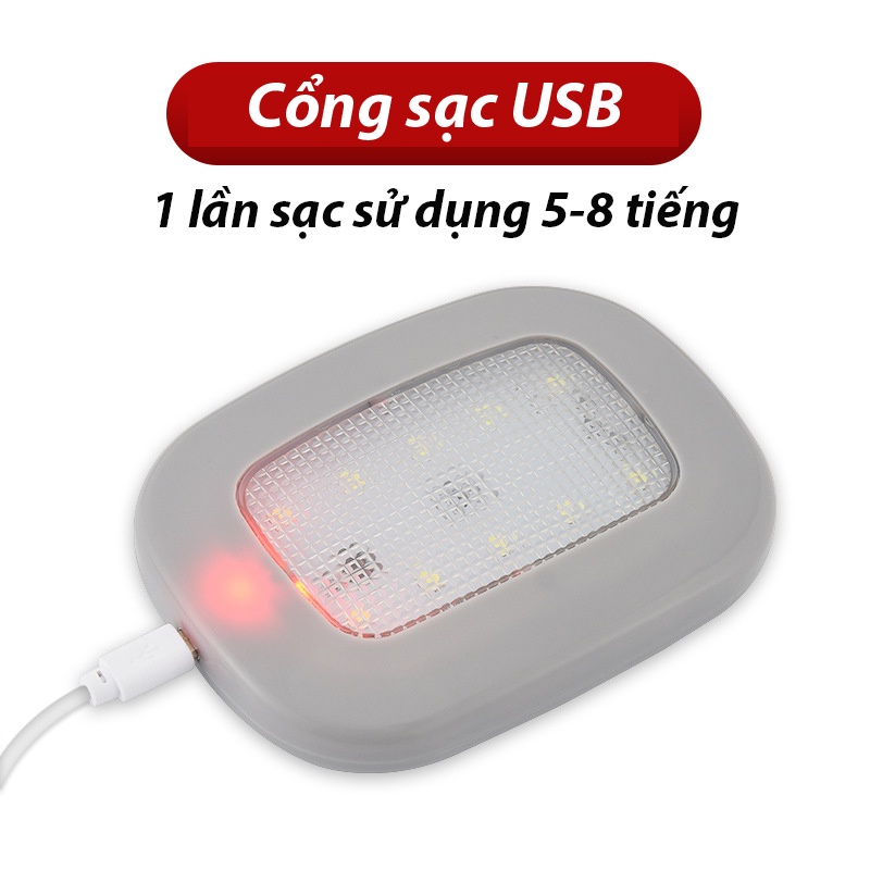 Đèn Led Dán Trần Xe,Đèn Led Sạc Pin, Cổng Sạc USB Tiện Lợi,1 Lần Sạc Sử Dụng Được 5-8 Tiếng Liên Tục