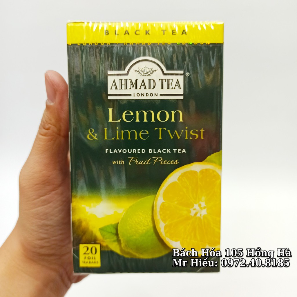 [T4/2024] Trà Ahmad Tea vị Chanh hộp 20 gói - Lemon &amp; Lime Twist