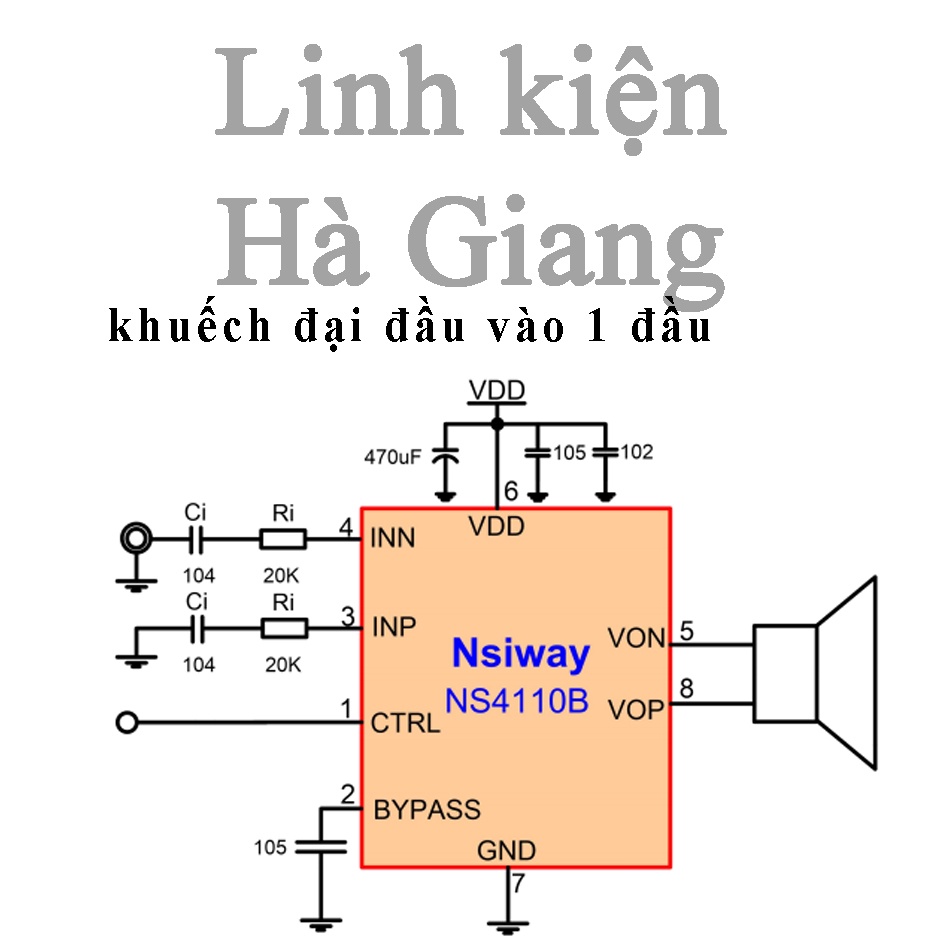 1 cái IC tăng âm class D NS4110B điện áp 6 - 14V / 7-18W