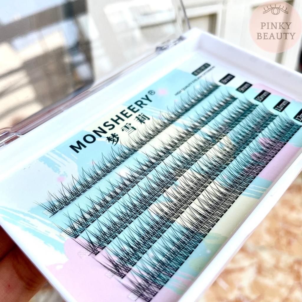 Lông Mi Giả Chùm Đuôi Cá, Hỗn Hợp Mi giả Ghép Nối Thiết Kế Đuôi Cá Đủ Size 8-12mm, Nối Mi Tại Nhà Monsheery-Pinky Beauty